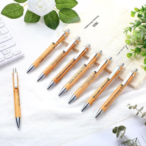 10 Pcs Bible Quotes Pens Inspirational Wooden Ballpoint Retractable Pen for Motivational Bamboo Pen Black Ink Religious Gift for Church Christian ...
