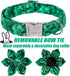 St.Patrick's Day Clover Dog Collars with Flower Tie,Green Abstract Clover Soft Cotton with Safety Metal Buckle Adjustable Puppy Collars for Small ...