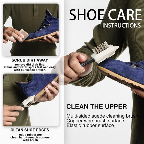 MAXIMILIAN Shoe Cleaner Kit. Brush with Extra 2 Erasers for Shoes & Boots. Horse Hair Shoe Brushes for Polishing, Cleaning & Buffing Leather Shoes...