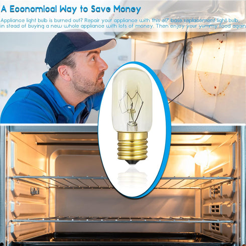 Whirlpool Microwave Light Bulb 40Watt - Microwave Light Bulbs Under Hood - E17 Intermediate Base Replacement Bulbs for Over Stove Appliance Refrig...