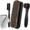 4 Pcs Horsehair Shine Shoes Brush Kit Polish Dauber Applicators Cleaning Leather Shoes Boots Care Brushes Suede Cleaner Brush with Microfiber Shoe...