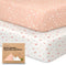 Pack and Play Sheets Fitted, 2-Pack Mini Crib Sheets - Pack N Play Sheets, Organic Fitted Crib Sheet for Pack and Play Mattress, Playard Baby Crib...