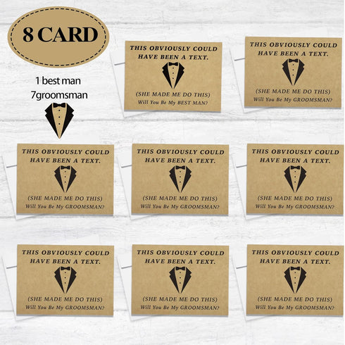 Teling 8 Pieces Groomsmen Proposal Gift Proposal Cards 7 Pieces Will You Be My Groomsman Funny Cards and 1 Will You Be My Best Man Card for Weddin...