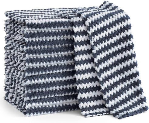 Homaxy 12 Pack Kitchen Dish Cloths, Ultra Soft and Absorbent Dish Towels, Reusable Fast Drying Microfiber Cleaning Cloth, Coral Velvet Wave Design...