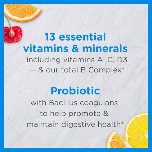 Zarbee's Kid's Complete Daily Multivitamin + Probiotic Gummies with Vitamins A B C D E & zinc for Digestive Health Easy To Chew, Natural Fruit 70 ...