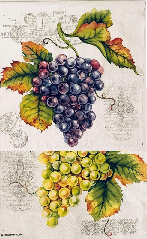 20-ct 13x13 Purple Grape Napkins Decoupage Napkins Luncheon Cocktail Paper Napkins Decorative Paper Napkins for Dessert Birthday Wedding Anniversa...