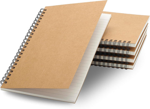 TWONE Notebook, College Ruled Spiral Notebook with Kraft Brown Soft Cover for Note Taking, Home, School, 100 Pages 50 Sheets Notebook, 5-1/2x8-1/4...