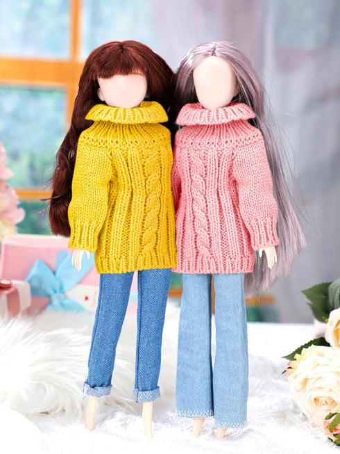 Bencailor 8 Pieces Doll Clothes 11.5 Inch Girl Doll Accessories Cotton Elf Sweaters Denim Pant Regular Outfit Doll Clothing (Cute Turtleneck Sweat...