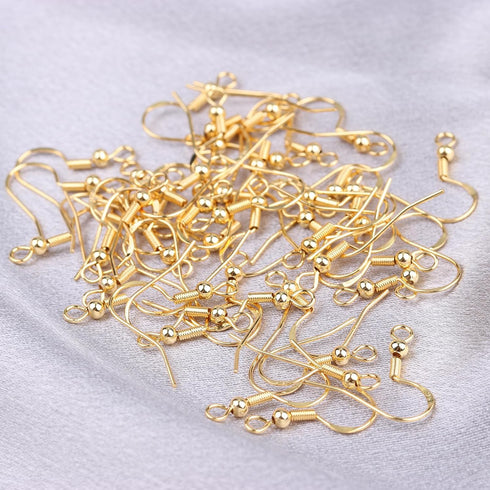 14K Gold Earring Hooks 50 PCS - Earring Hooks for Jewelry Making - Hypoallergenic Earring Hooks, Ear Wires Fish Hooks, Earring Findings, Earring H...