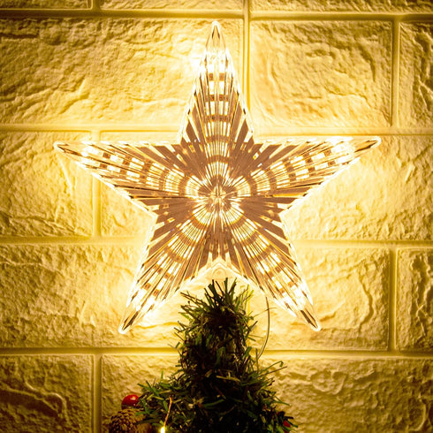 Christmas Tree Topper Star Warm White Light Christmas Tree Decor for Christmas Holiday Home Fit for General Size Xmas Tree, 8.7 Inch...