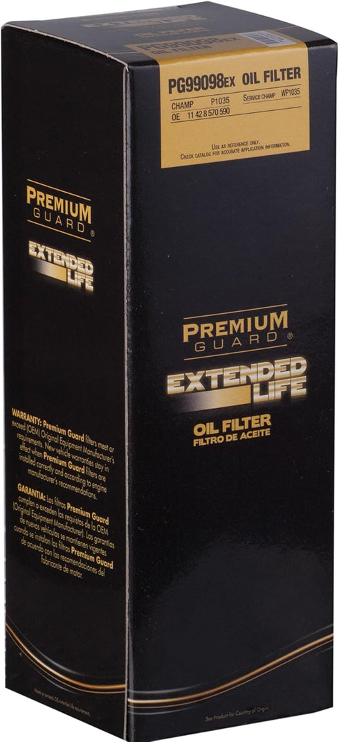 PG99098EX Extended Life Oil Filter up to 10,000 Miles | Fits 2023-16 BMW X1, 2019 X2, 2020-14 i8, 2018-14 220i, 2019-14 Mini Cooper, 2019-17 Count...