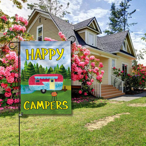 ANLEY Garden Flag Happy Campers - Decorative Summer Vacation Garden Flags - Double Sided & Weather Resistant & Double Stitched - 18 X 12.5 Inches...