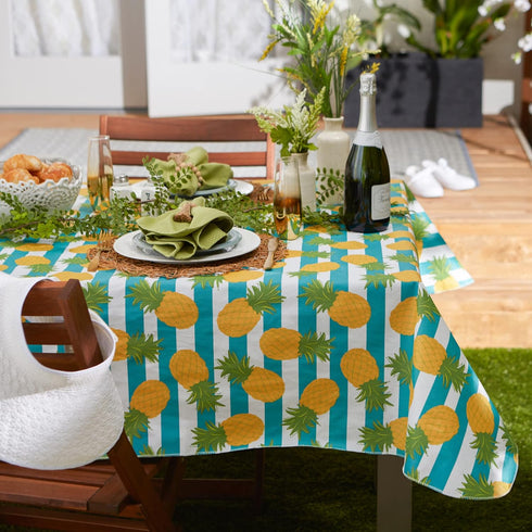 DII Flannel Backed Outdoor Vinyl Collection, Machine Washable, 60 x 120, Pineapple...