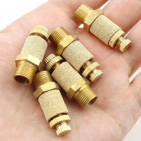 E-outstanding 5Pcs Solenoid valve copper muffler Pneumatic Muffler Silencer Adjustable 1/4 inch Threaded Air Filter Flow Speed Controller Muffler ...