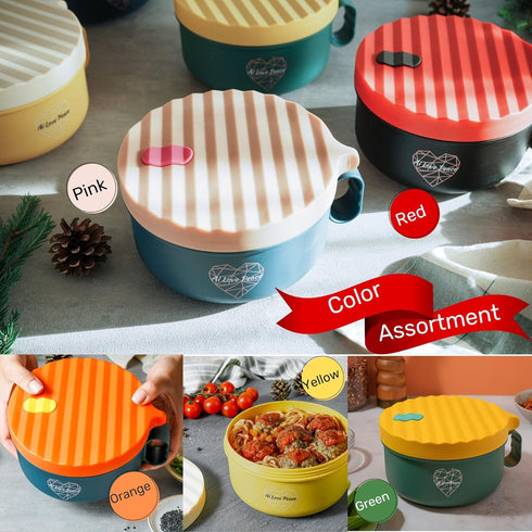 AI LOVE PEACE Microwave Ramen Soup Bowl - Instant Noodle Cooker for Dorm Room Essentials with Lid - Ramen Maker - Microwave Safe Bowls Ramen Cooke...