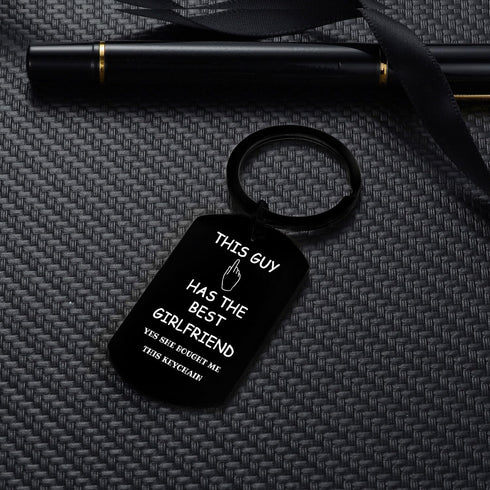 YEEQIN Funny Boyfriend Keychain Gifts for Boyfriend Valentines Birthday Gifts for Him Funny Boyfriend Gift Ideas This Guy Has The Best Girlfriend...