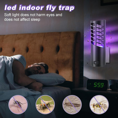1 Pack with 10 Sticky Glue Boards Flying Insect Trap (1 Device 10 Glue Cards), Fruit Fly Traps for Indoors with UV Light, Insect Zapper for Fruit ...