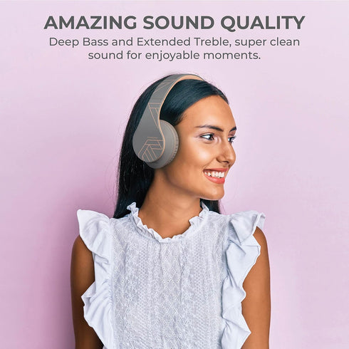 PowerLocus Bluetooth Headphones Over Ear, Wireless Headphones with Microphone, Foldable Headphone, Soft Memory Foam Earmuffs & Lightweight, Micro ...