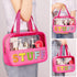 Chenille Letter Patch Clear Makeup Bag, Preppy Nylon Makeup Bag with Handle and Zipper, Waterproof Large Clear Travel Toiletry Bag Storage Bag for...