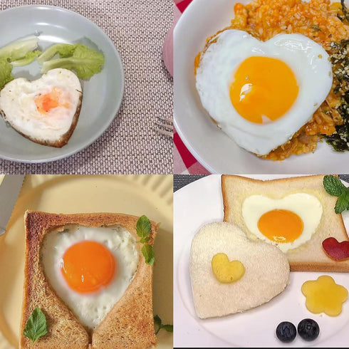 Food Grade Silicone Egg Rings, 4 Pack Egg Ring Molds for Cooking, Non-stick Fried Egg Rings(Multicolor, Heart-shaped)...
