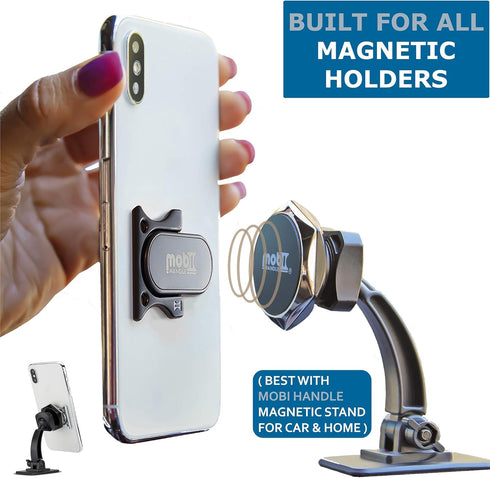 Phone Grip Holder Ring Kickstand, Unique 3-Finger Shape for Comfort and Security with Strap, Lightweight, Durable, Scratch Resistant, Compatible w...