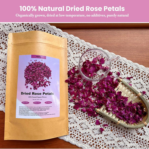Dried Rose Petals - Natural & Edible Grade | for use in Herbal teas,Rose Water,Decorations,Soaps,Candles - Net Weight: 1.05 oz/30 g...