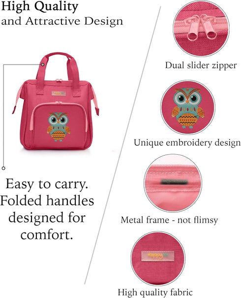 HappyVk- Baby Doll Diaper Bag with Doll Changing Pad- Handbag for girls- Owl Embroidery...