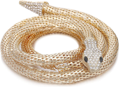 LUREME Flexible Bendable Snake Necklace, Adjustable Snake Collar Choker Necklace, Snake Waist Chain for Women (nl006311)...