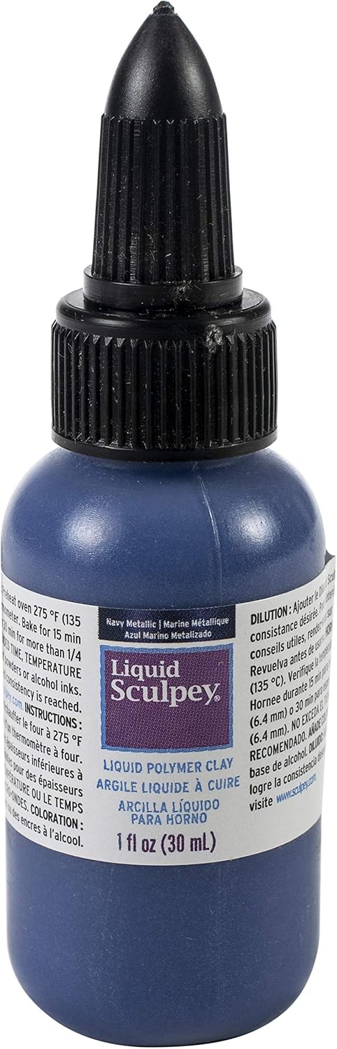 Sculpey Liquid ® Liquid Polymer Oven-Bake Clay, Navy Metallic, 1 oz. bottle, Great for jewelry, holiday, DIY, mixed media, window clings, home déc...