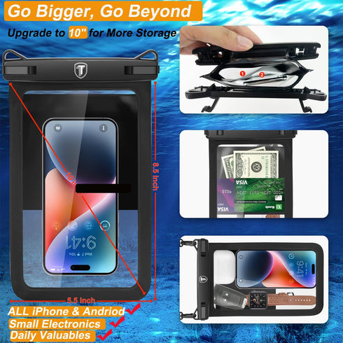 Takfox Extra Large Waterproof Phone Pouch Bag Case for Samsung Galaxy S24 Ultra S23 Plus S22 Note 20 A03S A15 A14 A13 iPhone 15 14 Pro Max, [Up to...