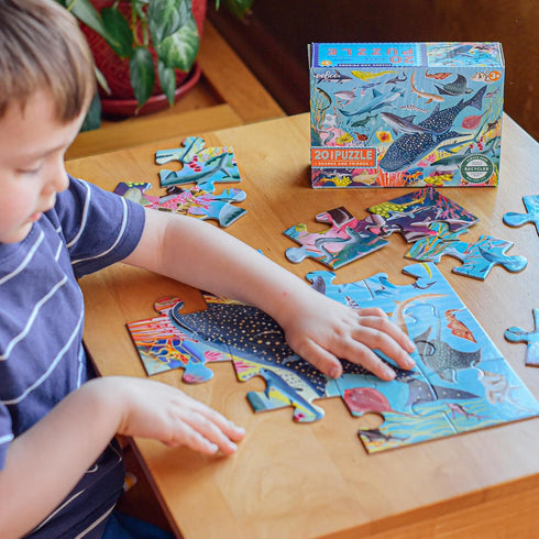 eeBoo: Sharks & Friends - 20 Piece Puzzle - 15 x 11 Kids Jigsaw, Glossy Pieces, Preschool Puzzle, Ages 3+...