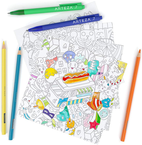 ARTEZA Adult Coloring Book, Doodle Designs, 72 Sheets, 6.4x6.4 Inches Coloring Pages, 100 lb Paper...