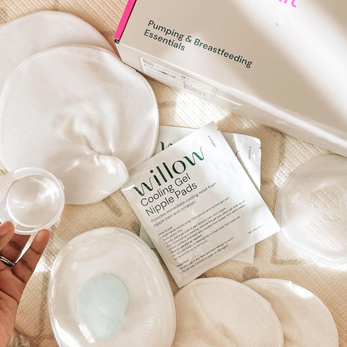 Willow Cooling Gel Nipple Pads for Breastfeeding, 6 Count, Soothing Nursing Pads for Sore Nipple Relief, Reuse for Up to 24 Hours and Enjoy Immedi...
