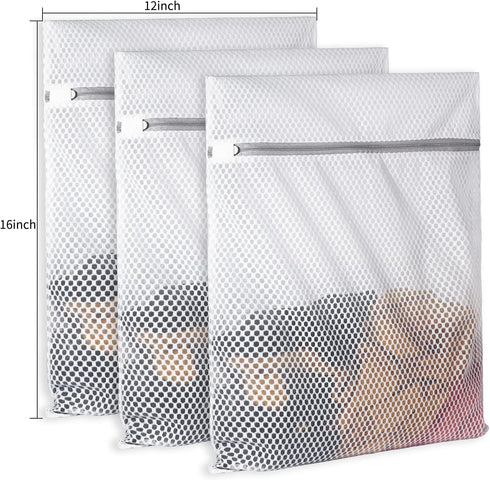 3Pcs Durable Honeycomb Mesh Laundry Bags for Delicates 125gsm Net Fabric Durable and Reusable Delicate Wash Bag,Organization Bag for Lingerie,Sock...