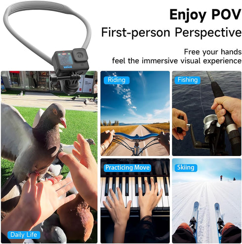 Magnetic Neck Selfie Tripod Holder Mount for Gopro, Hand Free POV Vlog Video Recording Camera Mount Holder for GoPro Max Hero 12 11 10 DJI Action ...