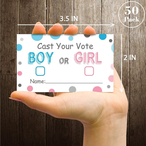 Gender Reveal Party Voting Cards, Baby Shower Game, 50 Cards, Pink and Blue, 3.5 x 2 Inches...