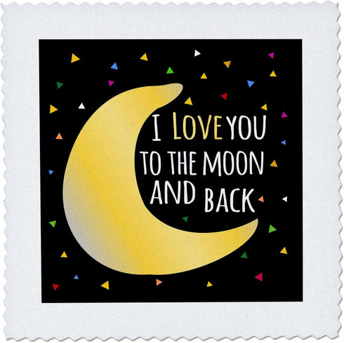 3dRose Love You to The Moon and Back-Cute Saying with Triangle Stars-Quilt Square, 6 by 6-inch (qs_202102_2)...