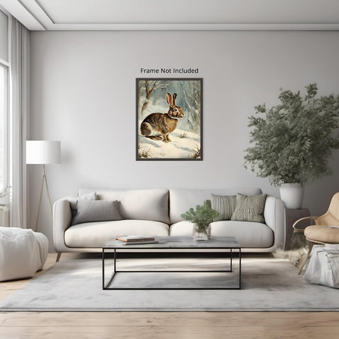 Posterizer 1 pcs-cute bunny in snowy winter scene -4-Art for Animal Lovers-Landscape & Nature Art-Decor for Home & Office- unframed wall art...