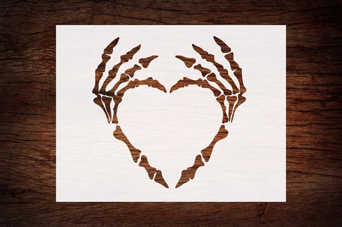Reusable Skeleton Hands Heart Stencil 11" x 8.5" - Custom Gothic Design for Unique Crafts...