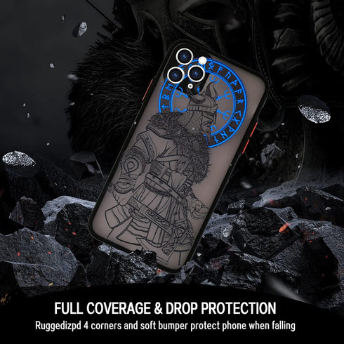 Cool Viking Phone Case with Viking Warrior 3D Embossed Compatible for iPhone 11 Pro Max Clear Frosted Trendy Phone Case...