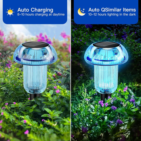 Solar Pathway Lights, 4 Pack Blue LED Mushroom Solar Powered Outdoor Lights, Landscape Lighting Garden Stake Lights, Solar Landscape Lights Outdoo...