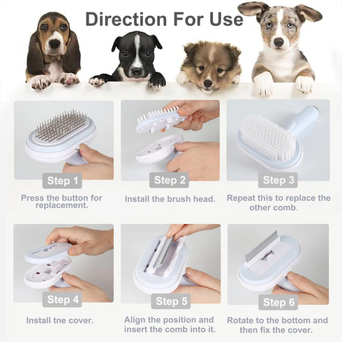5 IN 1 Pet Grooming Brush Kit,Dog&Cat Self Cleaning Slicker Brush for Shedding.Dematting&Deshedding Dog Brush,Dog Hair Brush,Suitable for Small&La...
