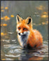 Posterizer 1 pcs- Beautiful Red fox in a shallow river-Art for Animal Lovers-Floral Botanical Art- Gift for Men Women Entrepreneur Teens-Decor for...