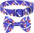 BiPawTi American Flag Dog Collar with Bowtie, 4th of July Dog Collar Holiday Pet Gift, Blue Pride Patriotic Dog Collar, USA Dog Collar for Indepen...