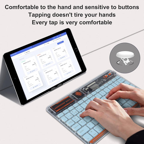 Wireless Bluetooth Keyboard,7 Colors Backlit Rechargeable Mac Keyboard, Silent Light Up Portable Keyboard for iPad iOS Android Windows Devices(Blu...