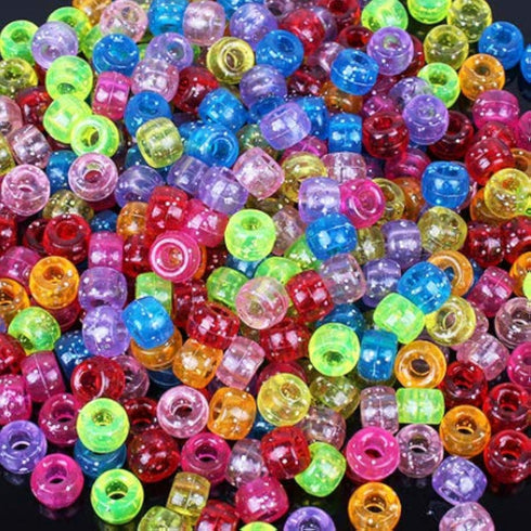 Glitter Color Mixed Pony Beads for Friendship Bracelet Making Size 6x9mm 1000pcs...