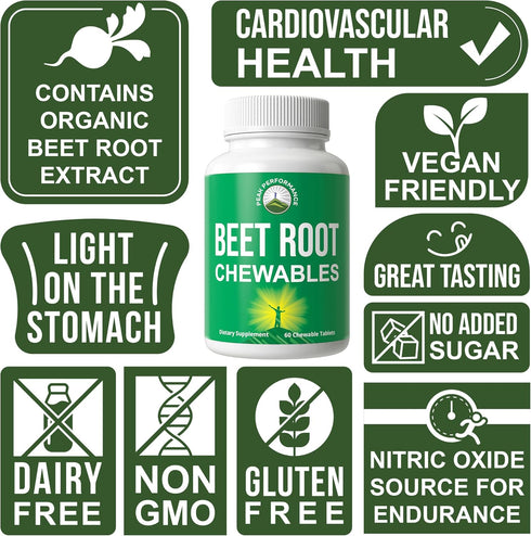 Beet Chews - Great Tasting Beets Chewables With No Added Sugar - Better Than Gummies. Contains Organic Beet Root Extract. Vegan, Zero Gluten Beetr...