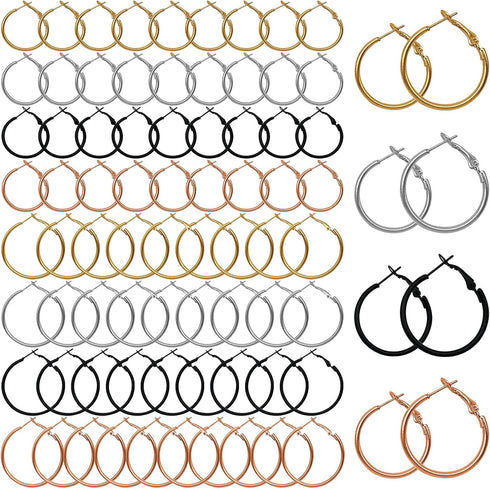 Huwujiu 80pcs Earring Hoops for Jewelry Making, Earrings Beading Hoop Earring Finding Circle Round Circle Round Beading Hoops for Earring DIY Craf...