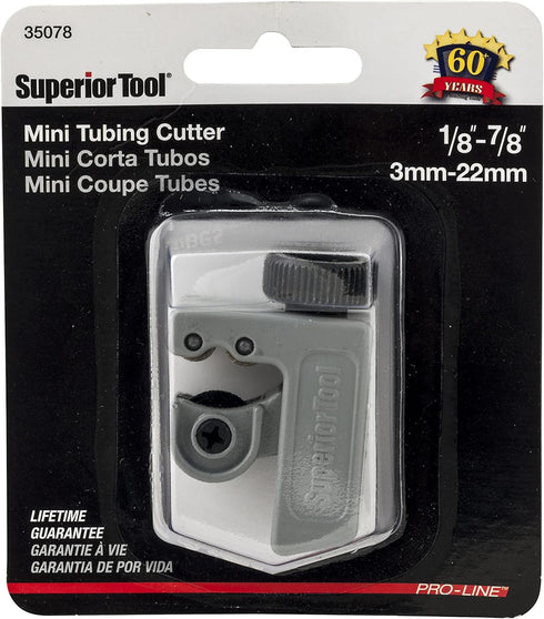 Superior Tool 35078 7/8" O.D. Mini Tubing Cutter-Seven Eighths Outside Diameter Tube Cutter,Gray...