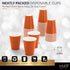 Disposable Paper Cups, 9 oz. Orange Paper Coffee Cups, Strong and Sturdy Coffee Disposable Cups for Party, Wedding, Thanksgiving Day, Christmas, H...
